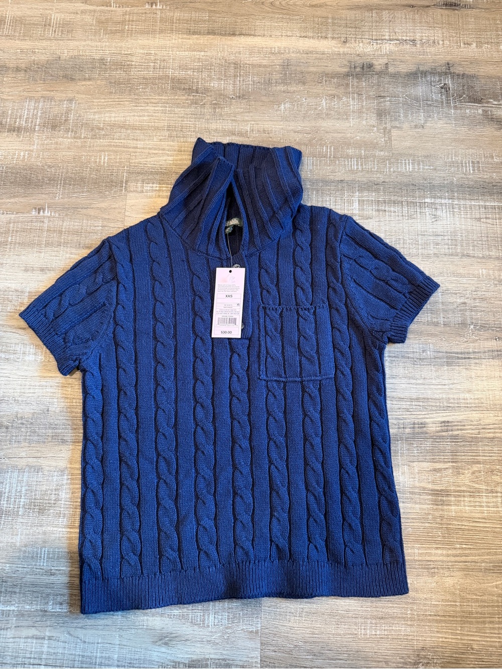 wild fable Blue Cable Knit Short Sleeve Turtleneck Sweater